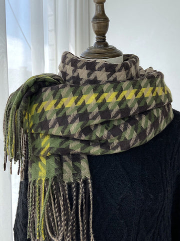 Airchics écharpe pied de poule avec frange femme mode